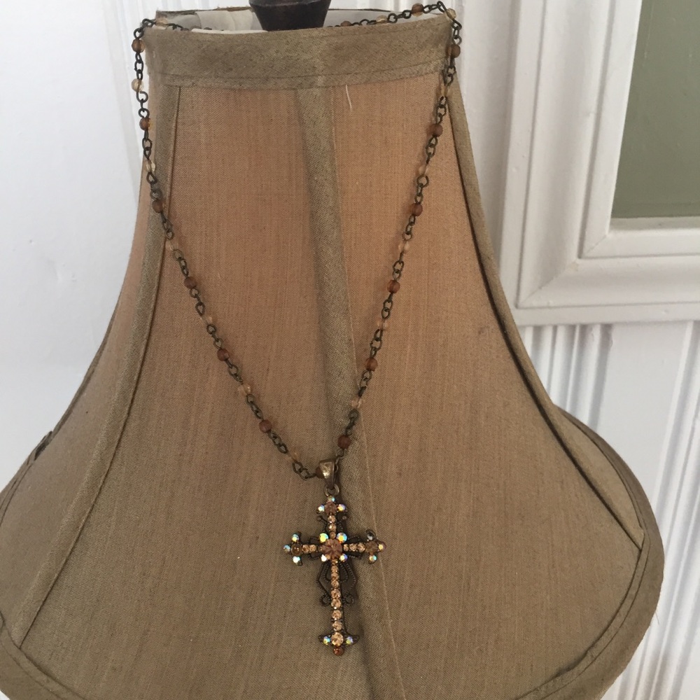 Brown cross necklace